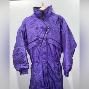 Vintage 90s Inside Edge Purple One Piece Ski Suit Snowsuit Small Après Ski EUC
